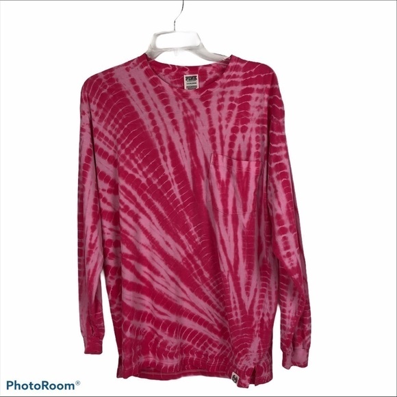 PINK VICTORIA’S SECRET Women’s Pullover Top Sz Small Tie Dye Pink Stretch - Picture 6 of 9
